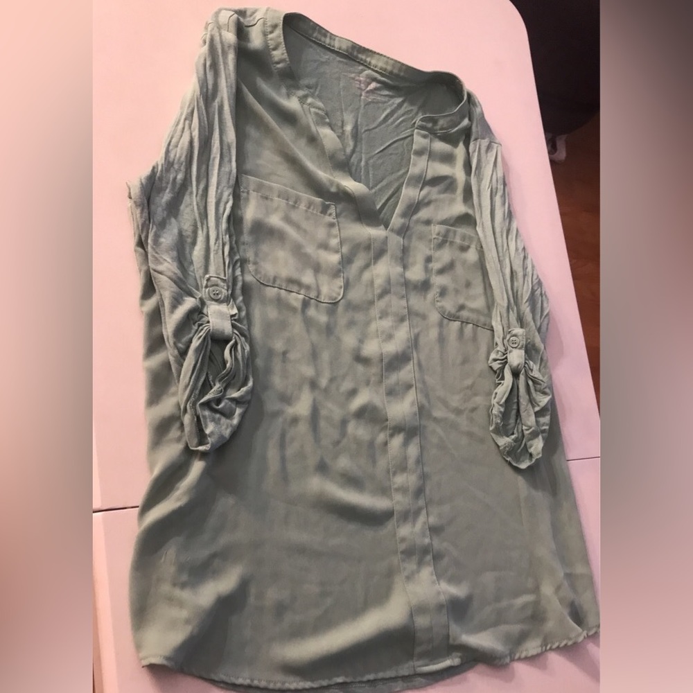 Pastel Green New York & Company Large Woman Blouse